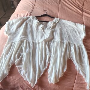 SHEIN Flowy Boho White Textured Blouse